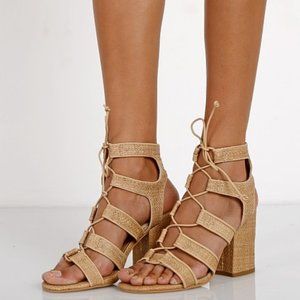 NWT Dolce Vita Eva Raffia Sandal Natural W 7.5